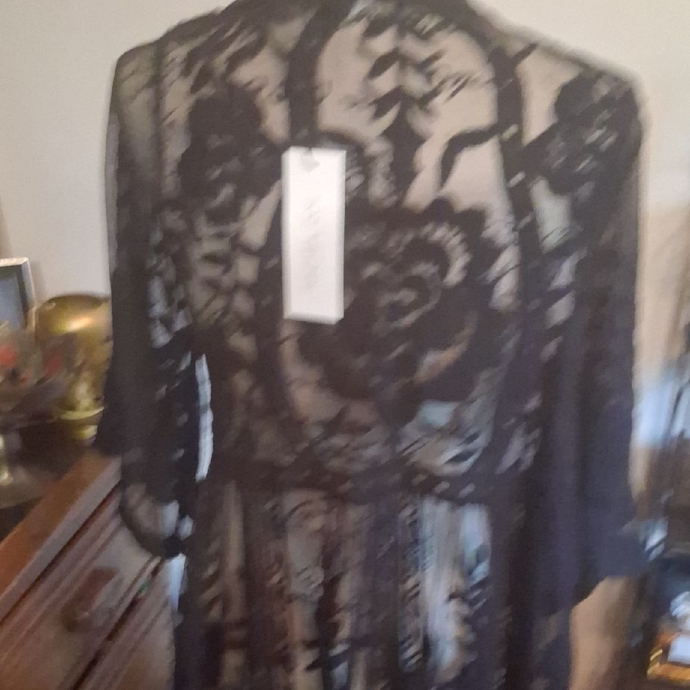 NWT Rachel Zoe Sheer Black Lace Kimono Cover Up O/S - Picture 6 of 9